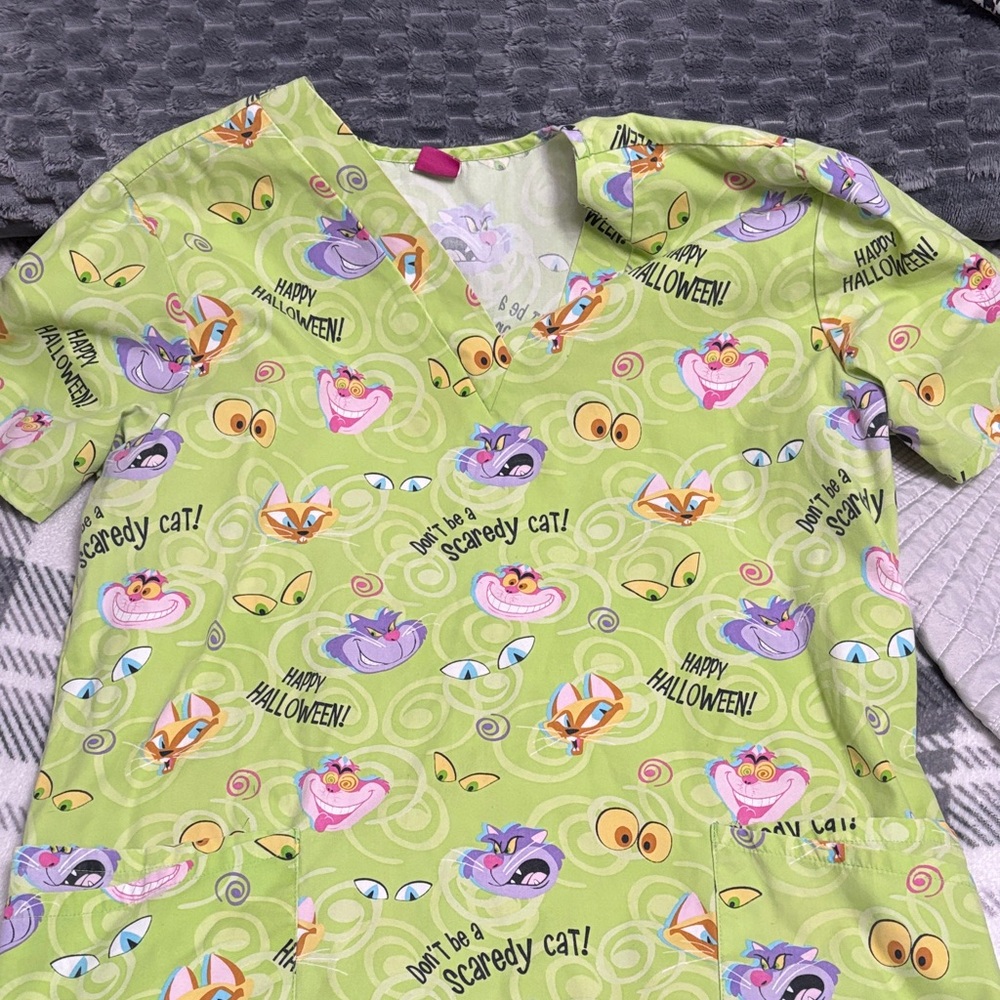 Disney Green Halloween scrub top